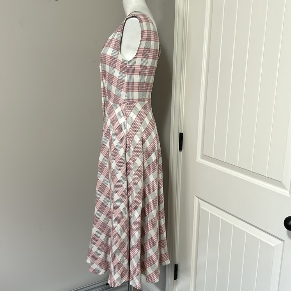 Veronica Beard Finn Checked Crepe Handkerchief Plaid Midi Dress Pockets Size 2 - Picture 6 of 16